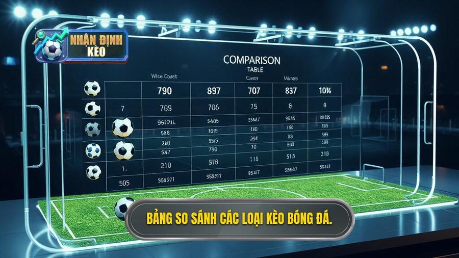 Bảng so sánh các loại kèo phổ biến khi soi kèo bóng đá uy tín